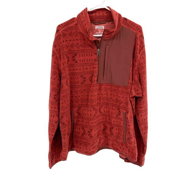 Mens Duluth Trading Relaxed Fit Red Lined Fleece Jacket Size XL - Picture 2 of 6